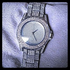Silver crystal watch